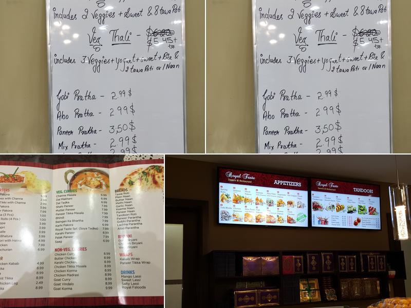 Royal Taste Sweets and Restaurant Menu