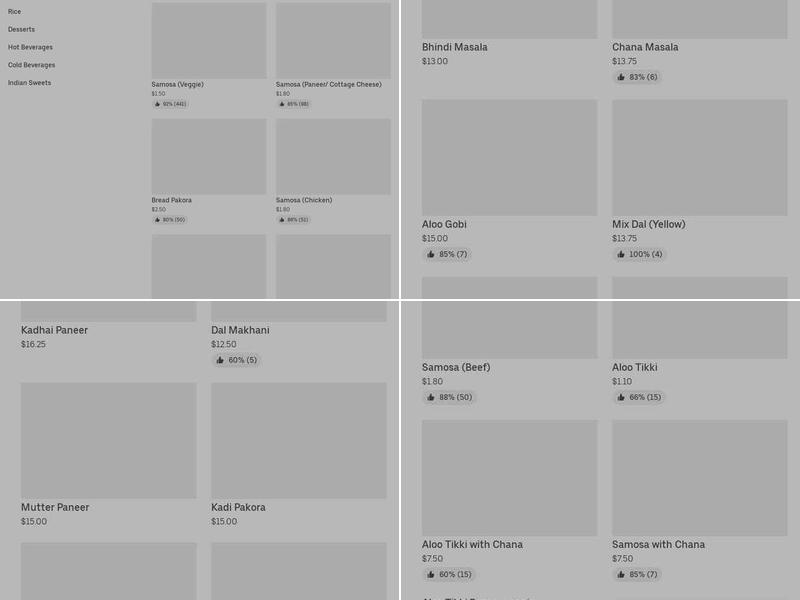 Prince of India Menu