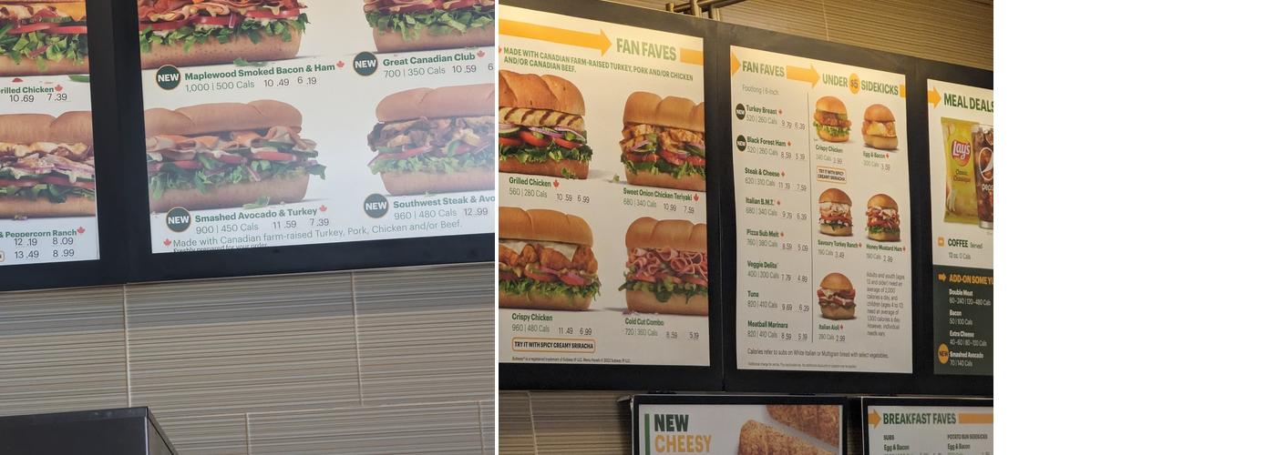 Subway Menu