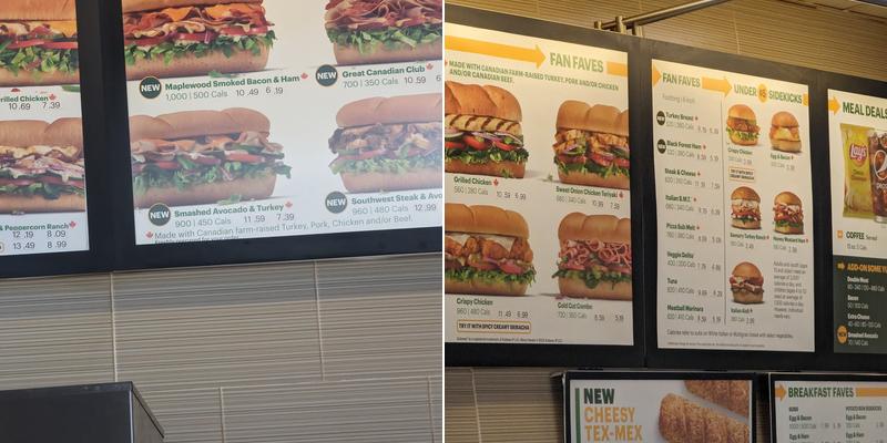 Subway Menu