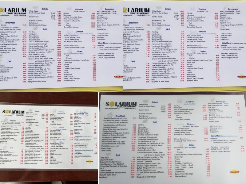 Solarium Menu