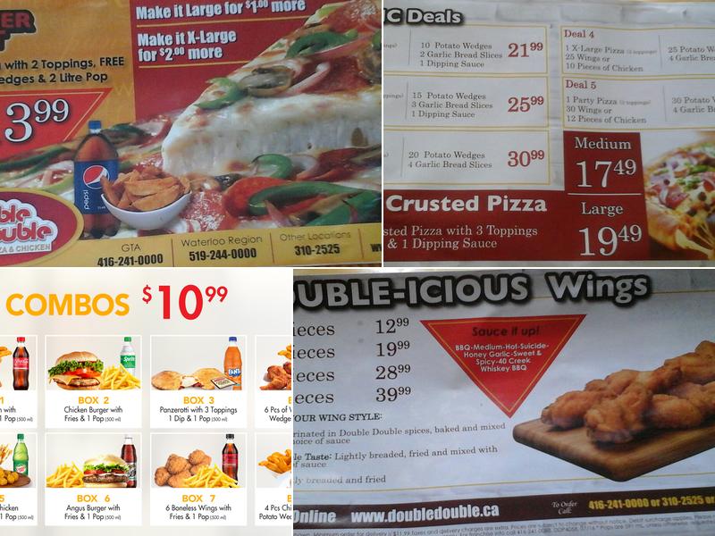 Double Double Pizza & Chicken Menu