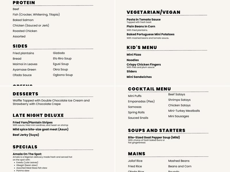 Made's Kitchen Menu