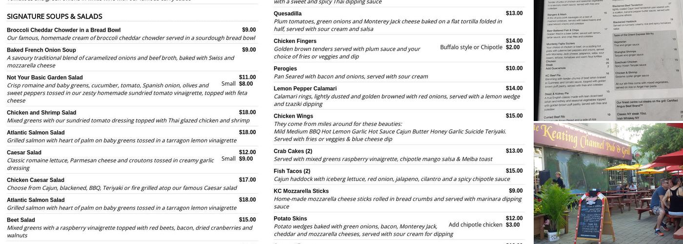 The Keating Channel Pub & Grill Menu