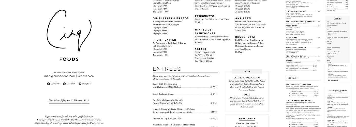 Cinq Menu