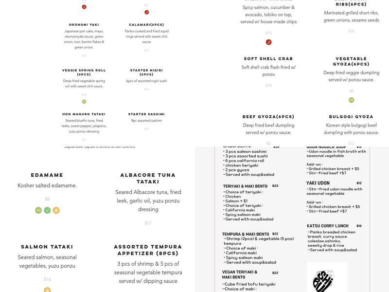 Shibui Sushi Japanese Eatery Menu