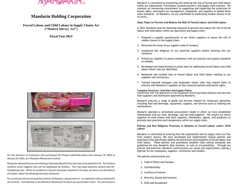 Mandarin Restaurant Menu