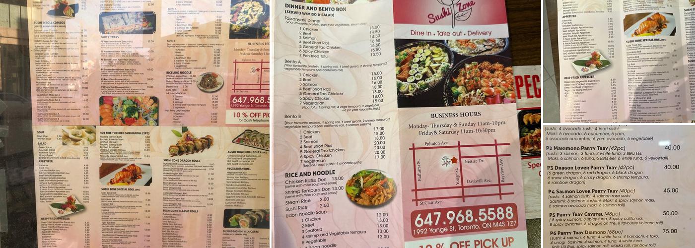 Sushi Zone Menu