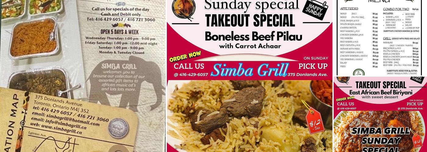 Simba Grill Restaurant Menu