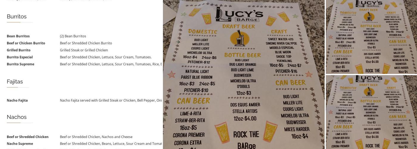 Lucy's BARge Menu