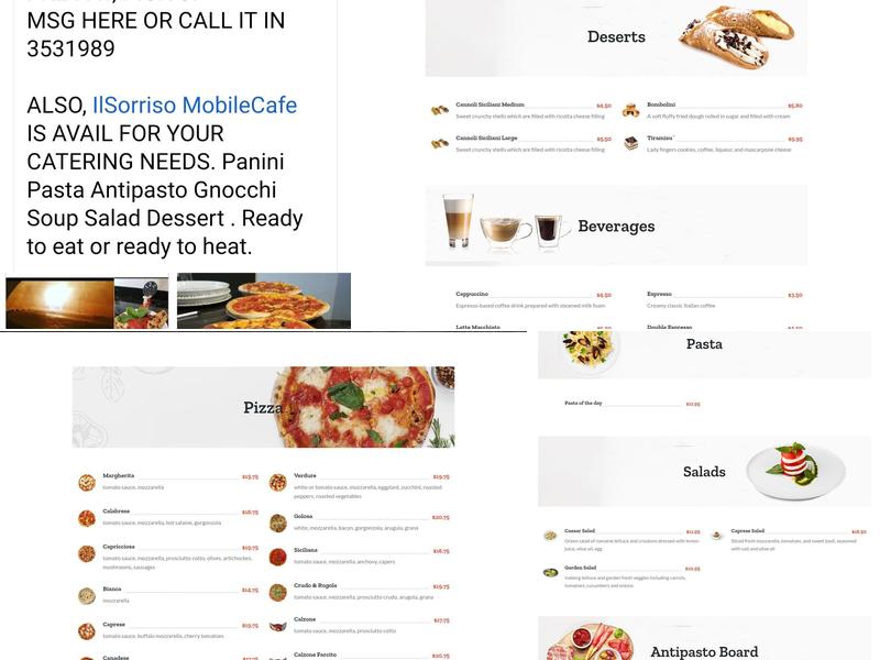Il Sorriso Cafe & Pizzera & Mobile Catering Menu