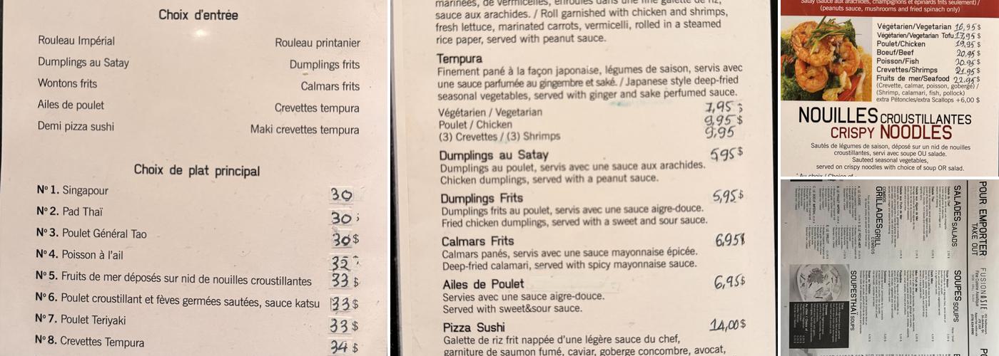 Fusionasie Menu