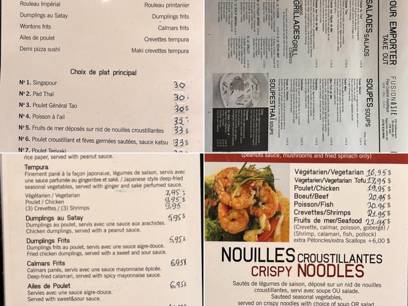 Fusionasie Menu
