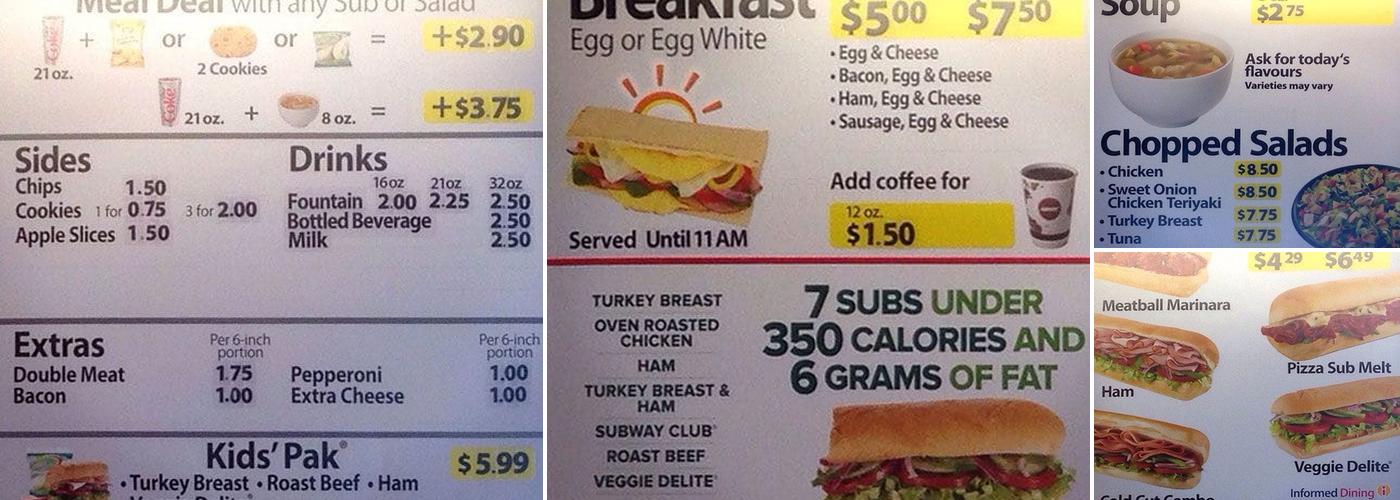 Subway Menu