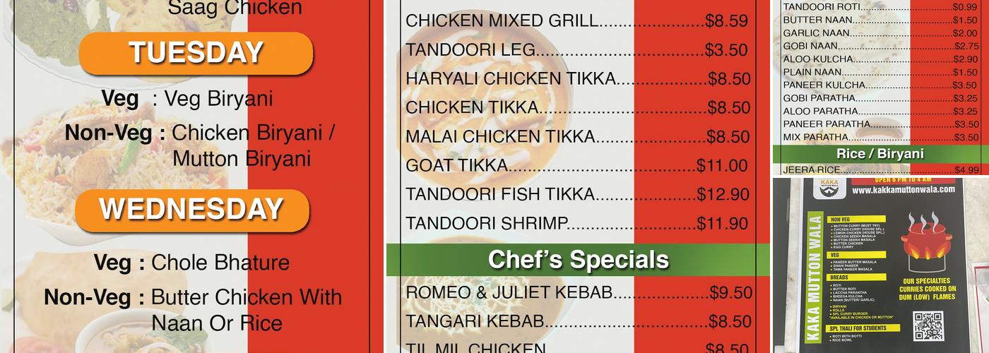 Namaskar Food & Take Out Restaurant Menu