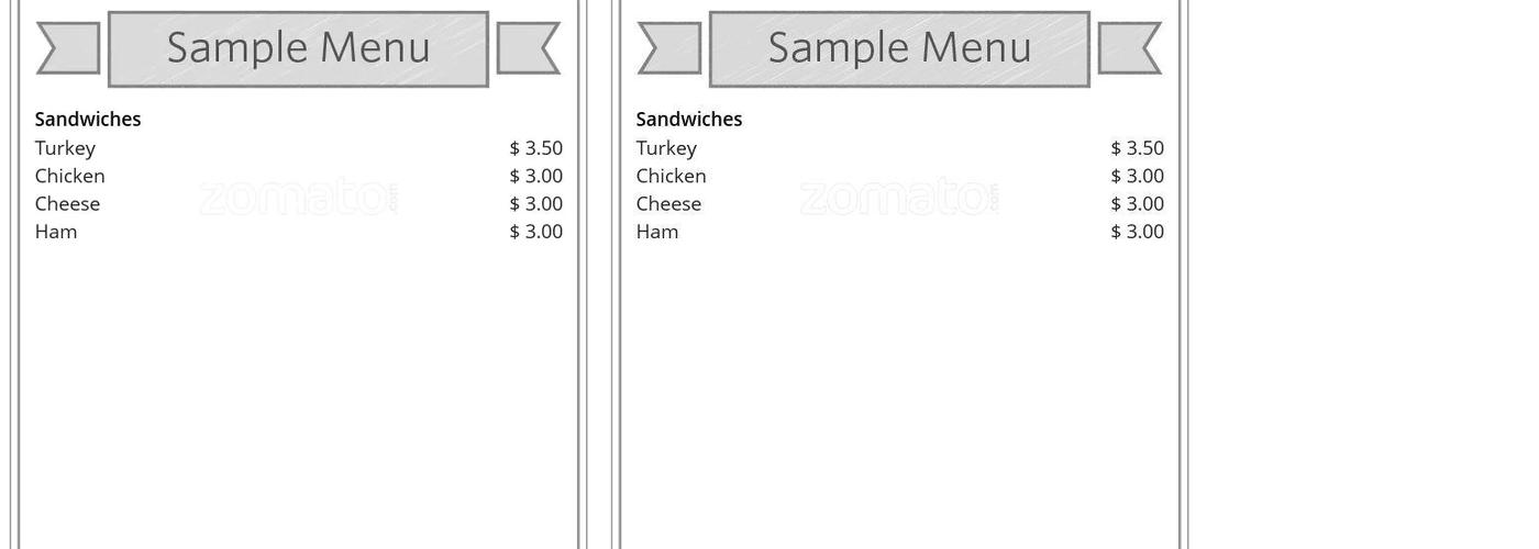 J P's Cafe & Bar Menu
