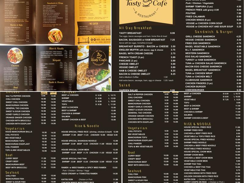 Tasty Cafe Menu