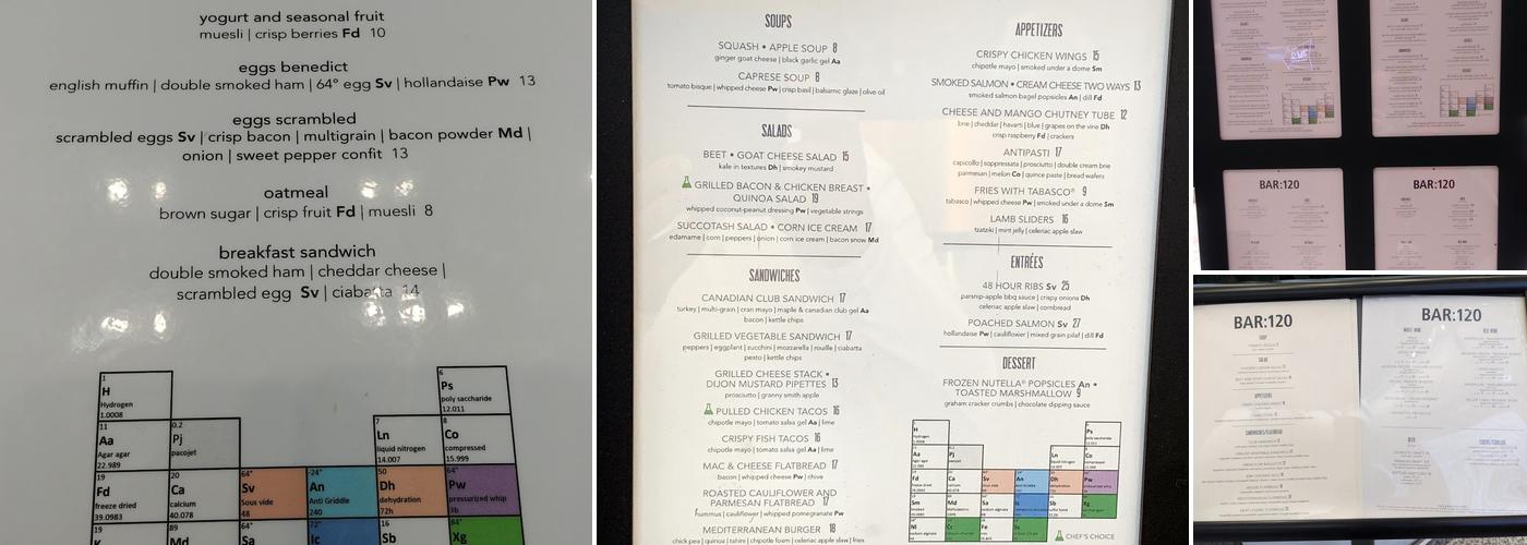 Bar 120 Menu