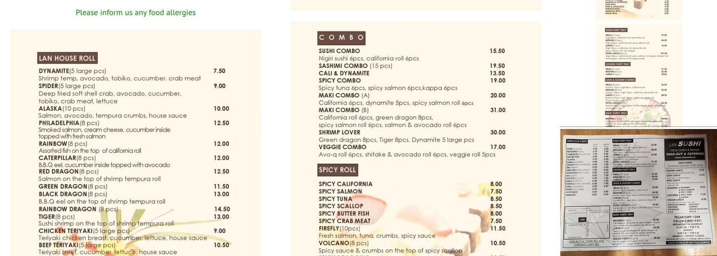 LAN SUSHI Menu