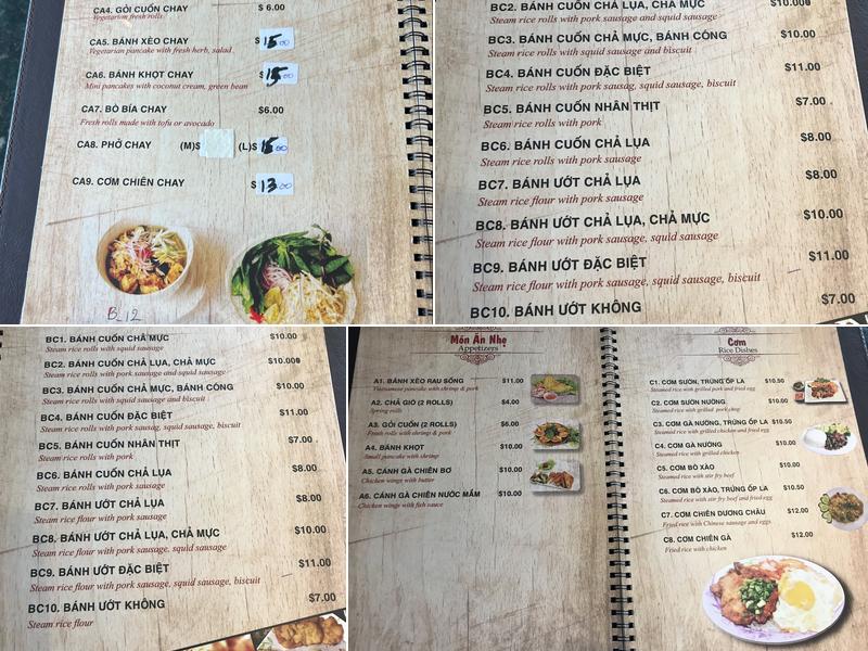 Banh Cuon Thanh Truc Menu