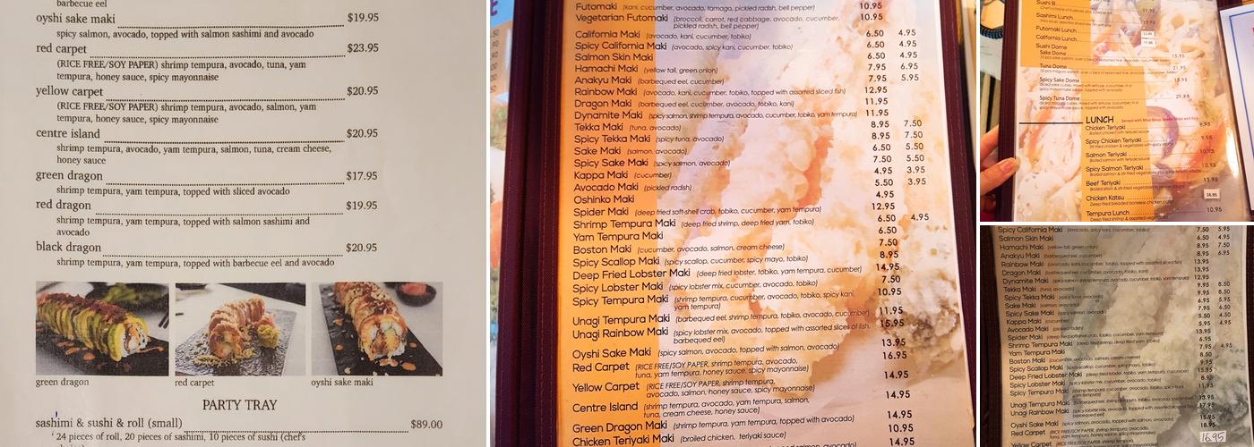 Oyshi Sushi Menu