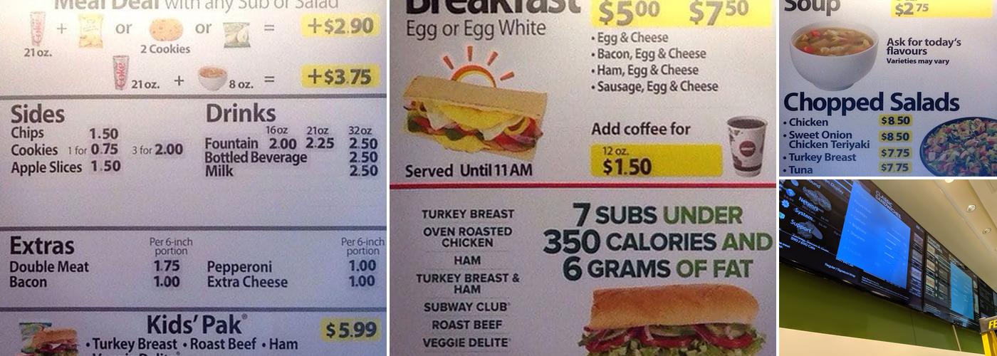 Subway Menu