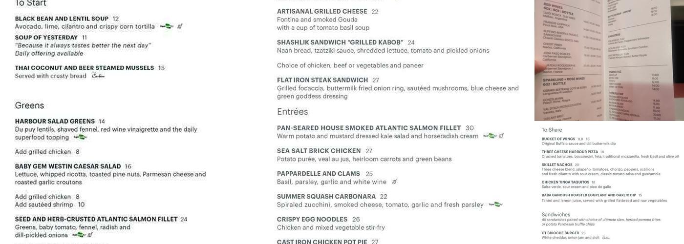 Chartroom Bar and Lounge Menu