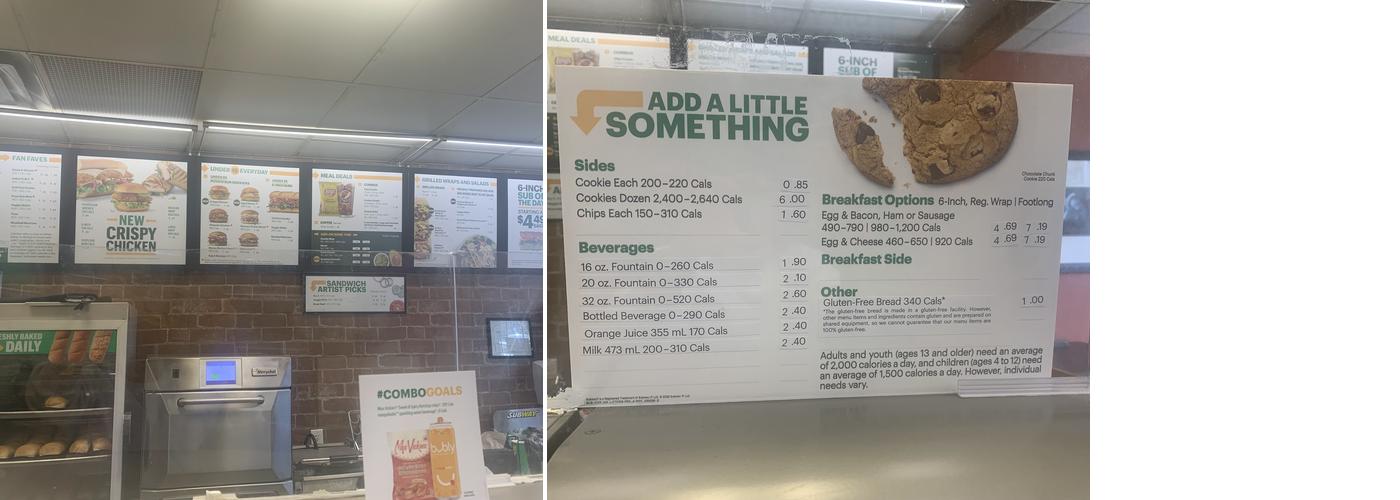Subway Menu