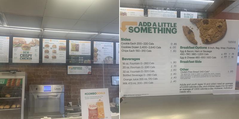 Subway Menu
