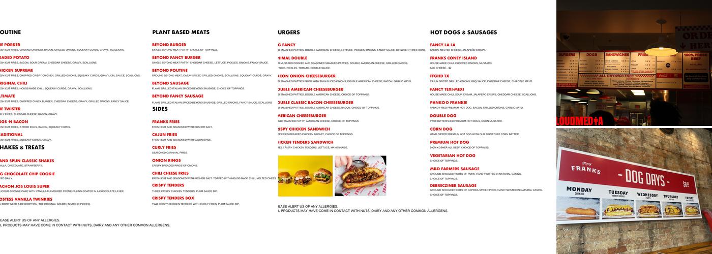 Fancy Franks Menu