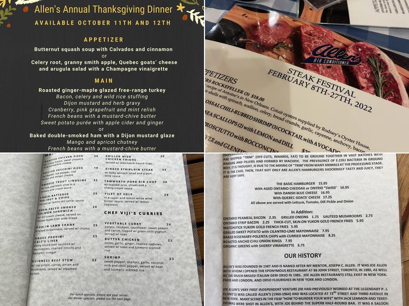 Allen's Menu