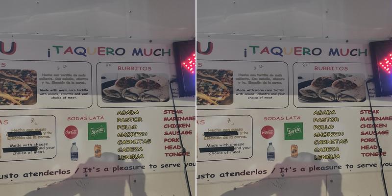 Taquero Mucho Menu