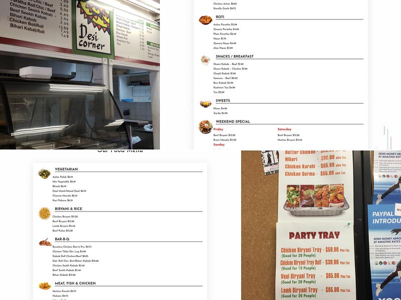 Desi Corner Menu
