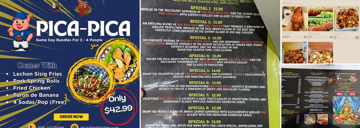 B's Sizzling Kitchen Menu