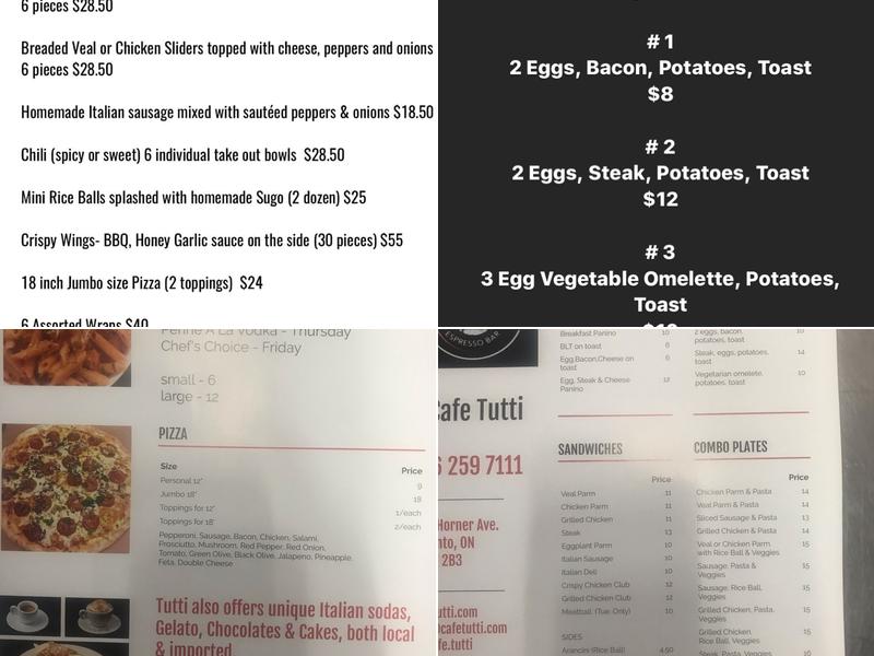 Cafe Tutti Menu