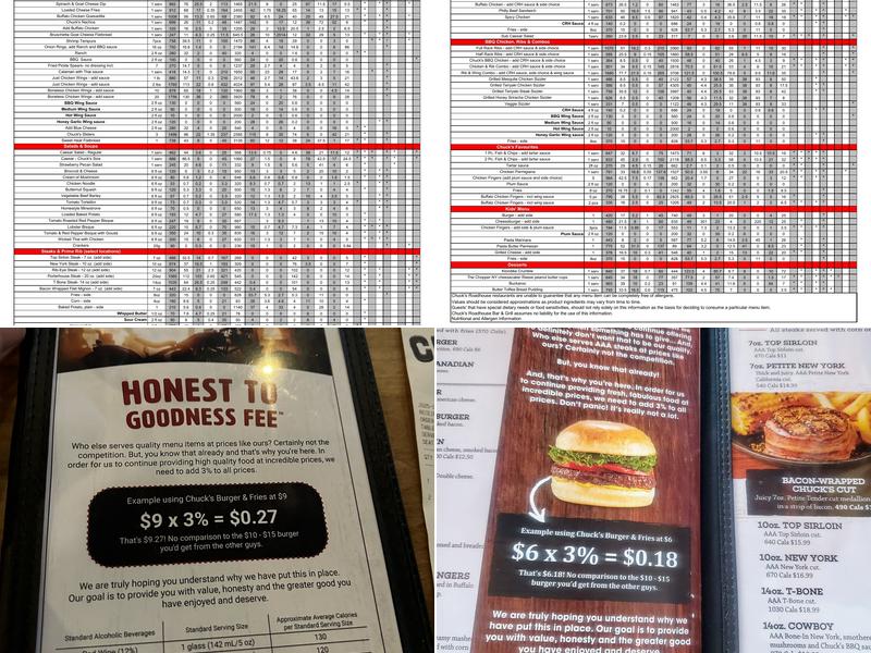 Chuck's Roadhouse Bar & Grill Menu