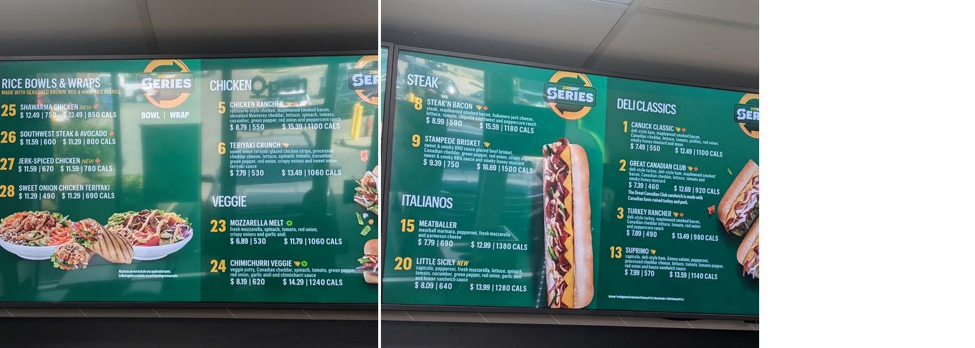 Subway Menu