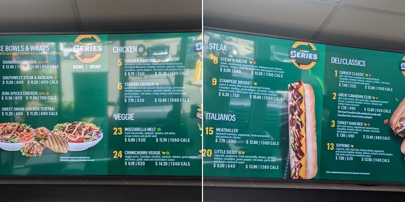 Subway Menu
