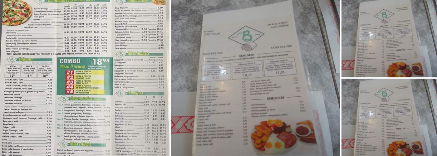 Restaurant Casse-Croute Chez B Menu