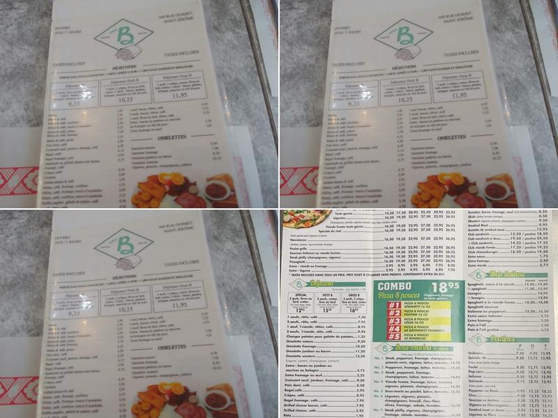 Restaurant Casse-Croute Chez B Menu