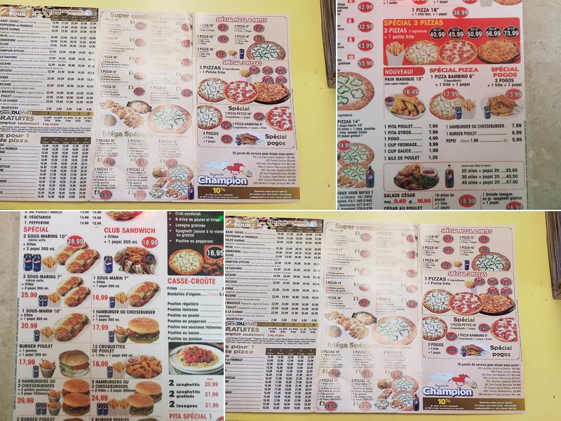 Champion Pizza Menu