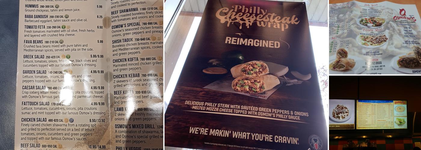 Osmow's Shawarma Menu