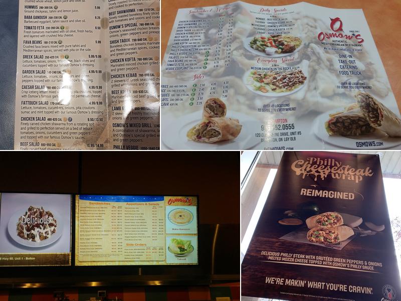 Osmow's Shawarma Menu
