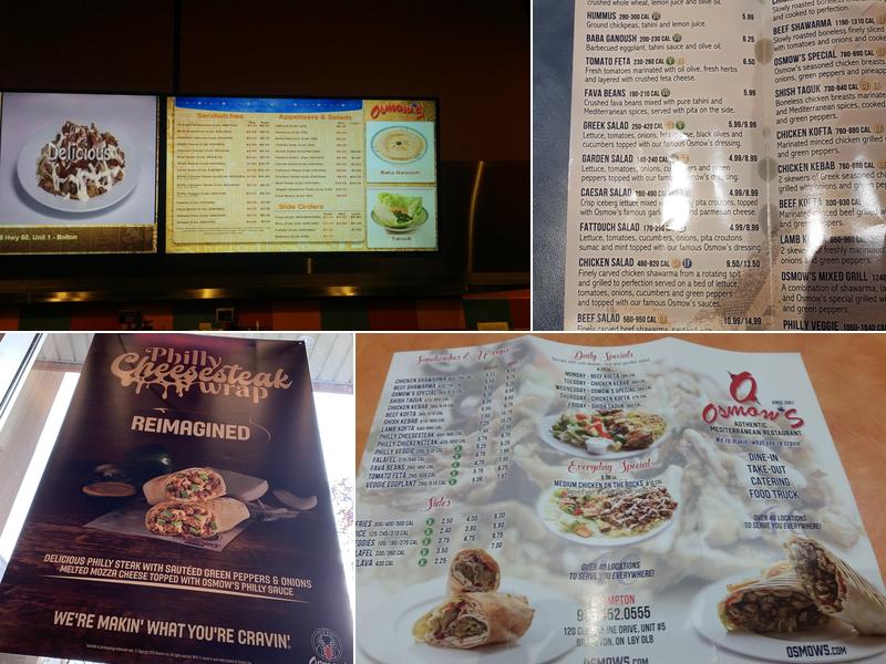Osmow's Shawarma Menu