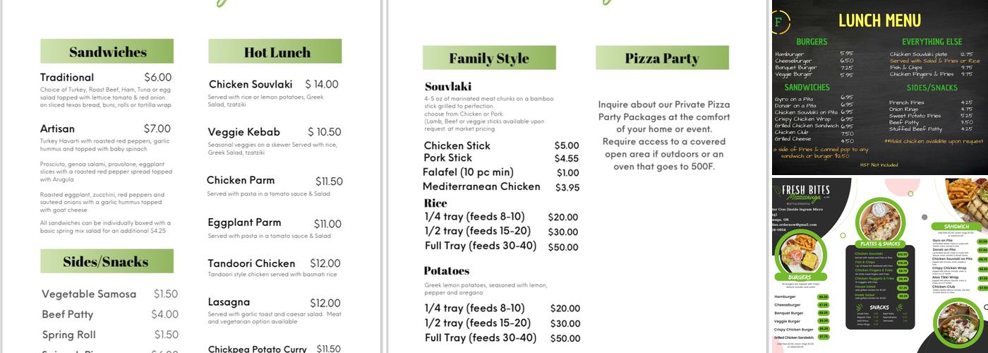Fresh Bites Menu
