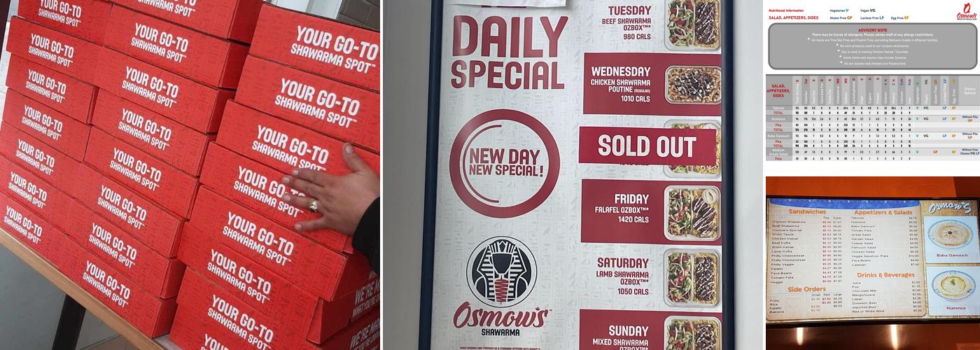 Osmow's Shawarma Menu