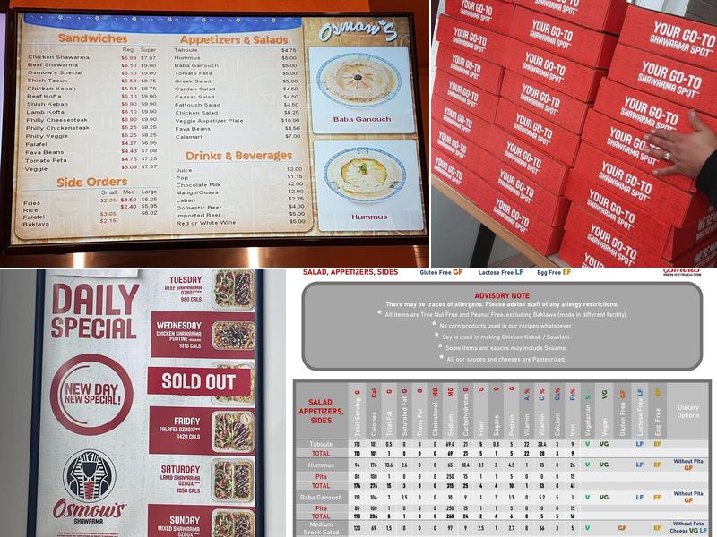 Osmow's Shawarma Menu