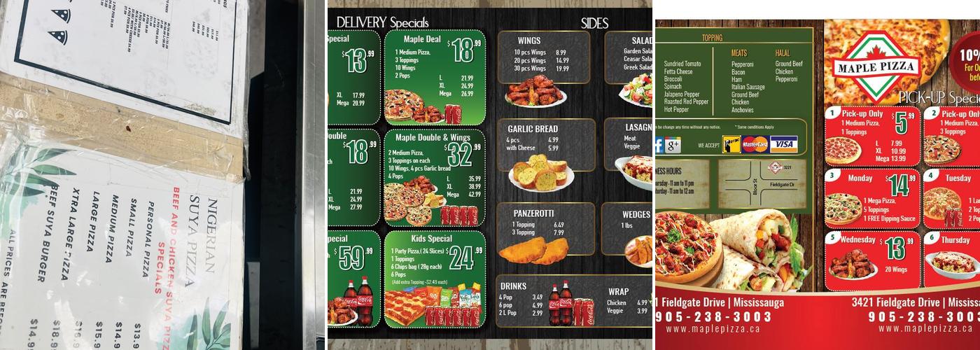 Maple Pizza Menu