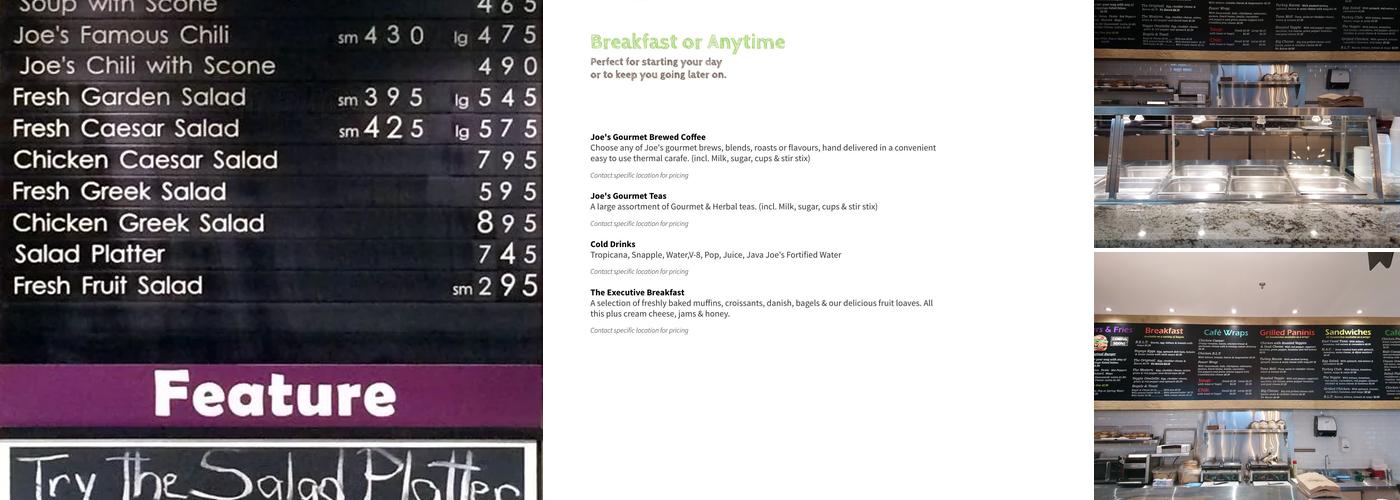 Java Joe's Menu