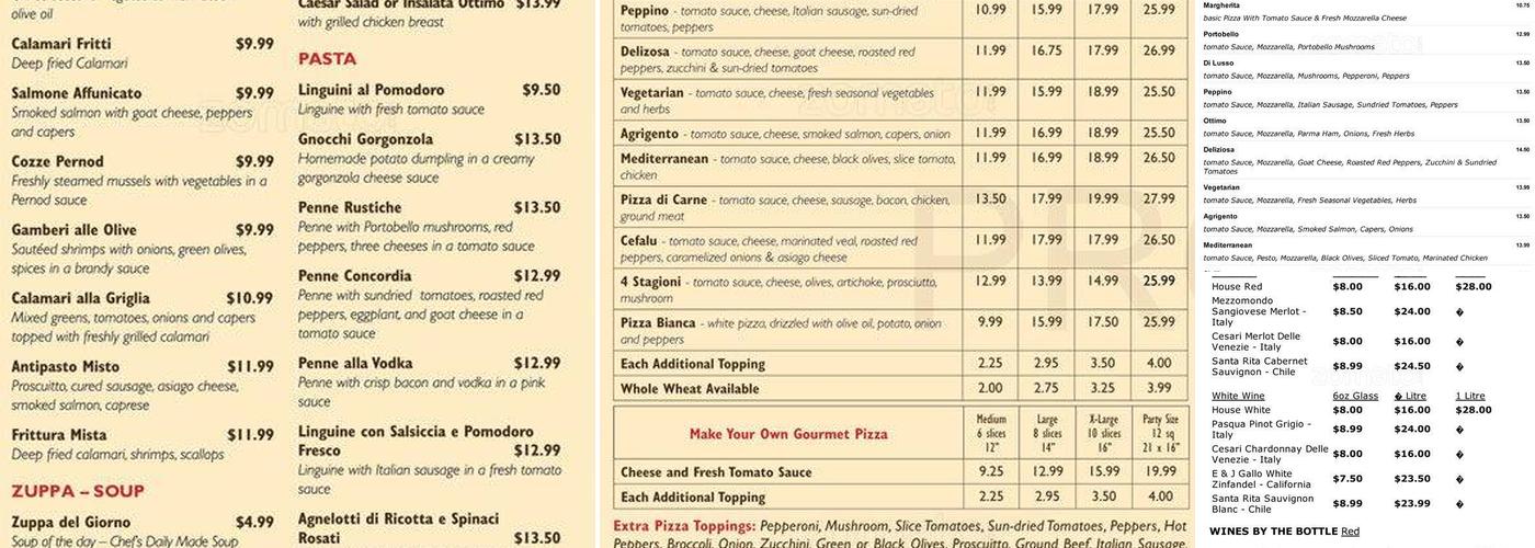 Ottimo Catering Menu